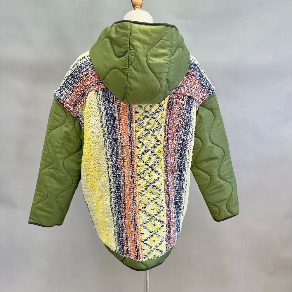 Pilcro Baja Knit & Quilted Puffer Liner Coat Size XS Boho Oversized Boxy - Picture 9 of 16